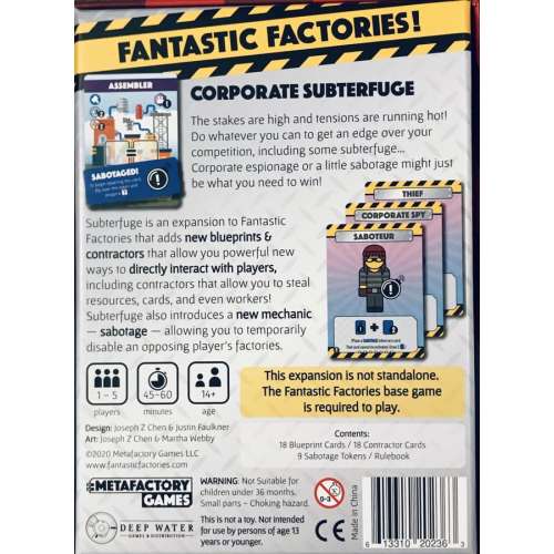 Fantastic Factories: Subterfuge - разширение за настолна игра