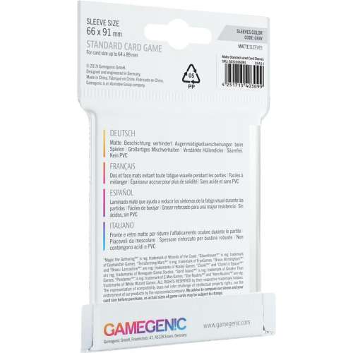 Gamegenic Standard Card Game Matte Sleeves - for cards 64 x 89 mm