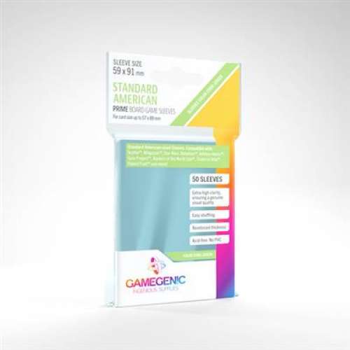 Gamegenic Standard American Prime Board Game Sleeves (Clear) - for cards 57 x 89 mm