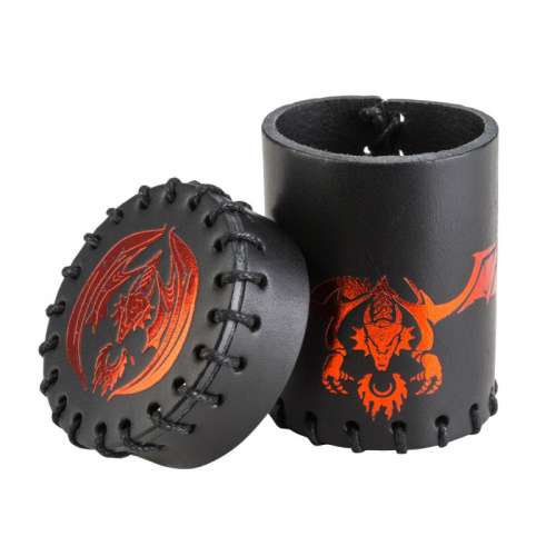 Flying Dragon Black & Red Leather Dice Cup