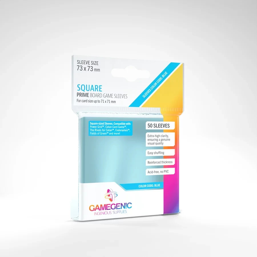 Gamegenic Square Prime Board Game Sleeves (Clear) - for cards 71 x 71 mm