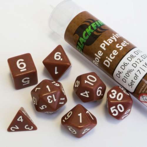 Blackfire Dice: 16 mm RPG Dice Set - Brown (7 Dice)