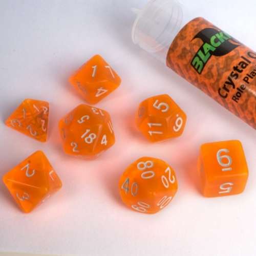 Blackfire Dice: 16 mm RPG Dice Set - Crystal Orange (7 Dice)