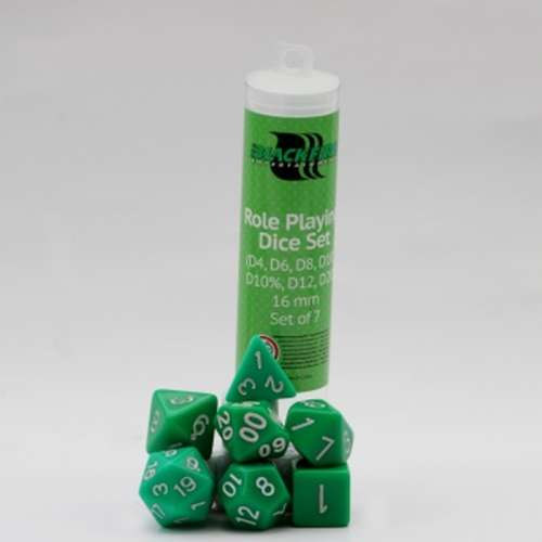 Blackfire Dice: 16 mm RPG Dice Set - Green (7 Dice)