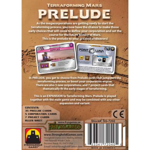 Terraforming Mars: Prelude - разширение за настолна игра