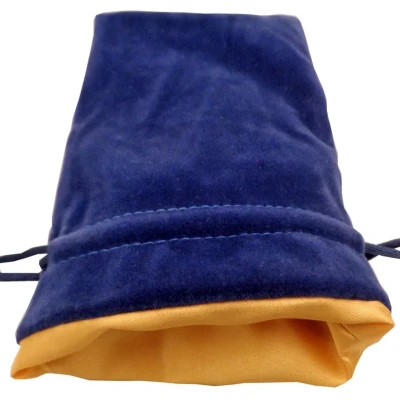 Blue Velvet Dice Bag with Gold Satin Lining - 4x6
