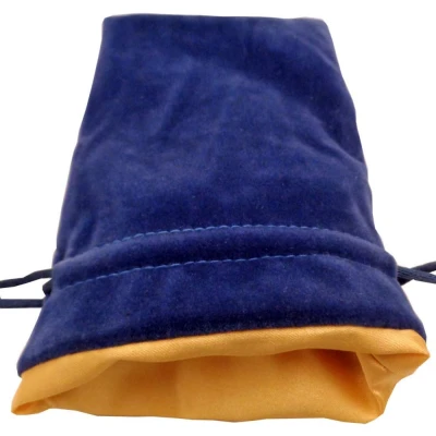 Blue Velvet Dice Bag with Gold Satin Lining - 6x8