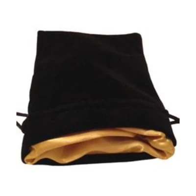 Black Velvet Dice Bag with Gold Satin Lining - 4x6