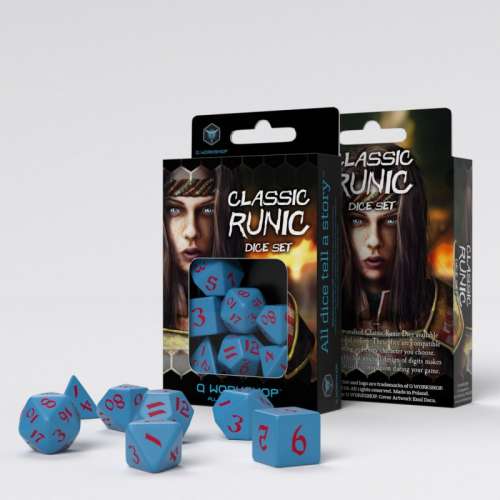 Classic Runic Blue & Red Dice Set (7)