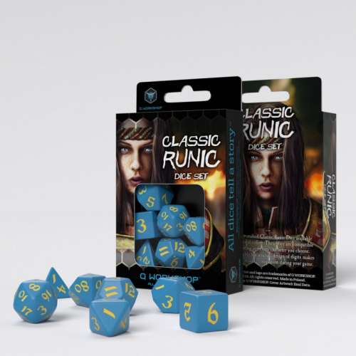 Classic Runic Blue & Yellow Dice Set (7)
