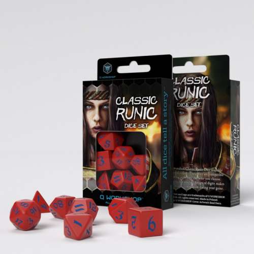Classic Runic Red & Blue Dice Set (7)