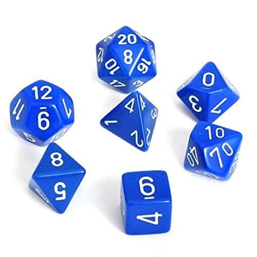 Chessex Opaque Polyhedral 7-Die Set - Blue w/white