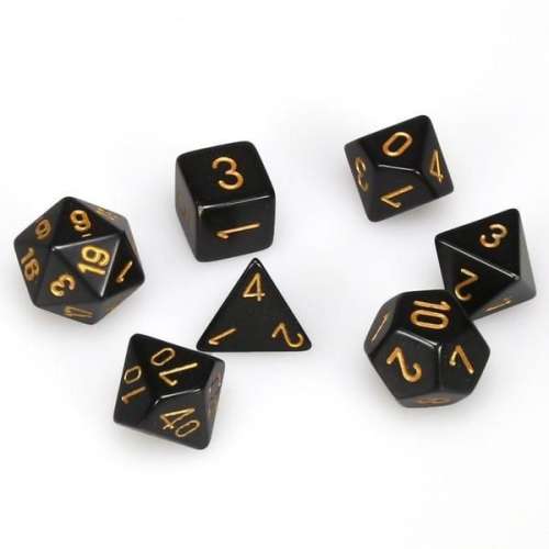 Chessex Opaque Polyhedral 7-Die Set - Black w/gold