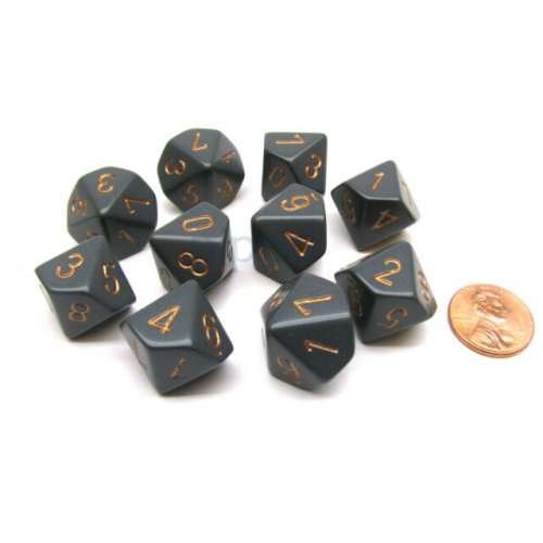 Chessex Opaque Polyhedral 7-Die Set - Dark Grey w/copper