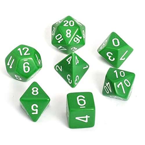 Chessex Opaque Polyhedral 7-Die Set - Green w/white