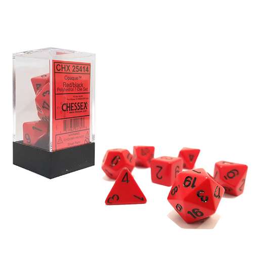 Chessex Opaque Polyhedral 7-Die Set - Red w/black
