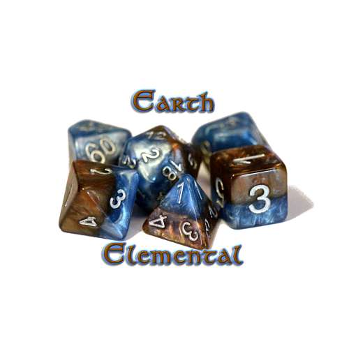 Halfsies Dice - Earth Elemental (7 Dice Polyhedral Set)