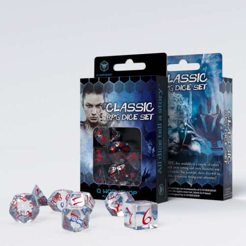 Classic RPG Translucent & Blue-Red Dice Set (7)