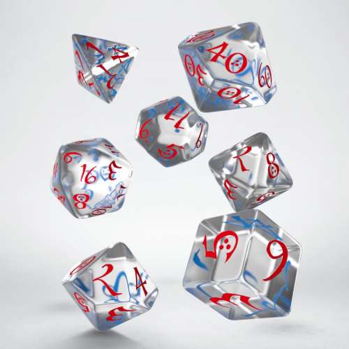 Classic RPG Translucent & Blue-Red Dice Set (7)