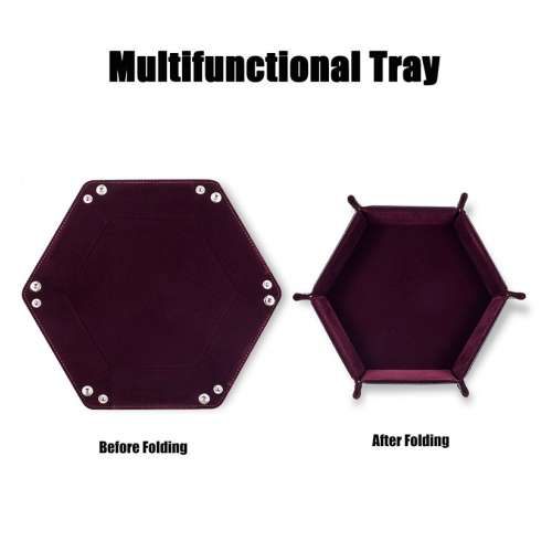 Hexagon Folding Dice Tray (Maroon)