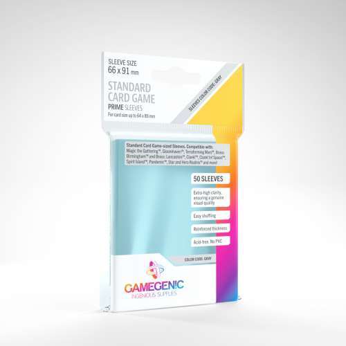 Gamegenic Standard Card Game Prime Sleeves (Clear) - for cards 64 x 89 mm